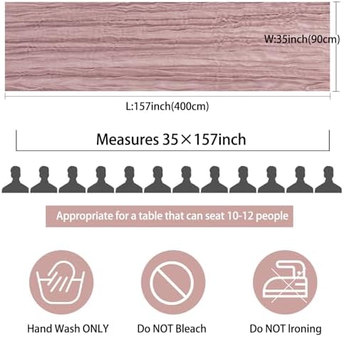 35x157 Inch Dusty Pink Cheesecloth Table Runner Boho Wedding Party Decor - Image 2