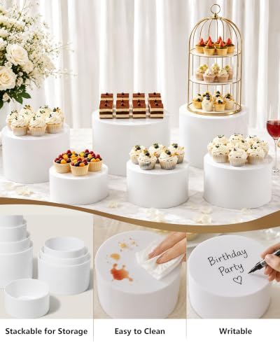 Buffet Risers, 10 Pcs White Round Acrylic Stands for Party & Events - Image 5