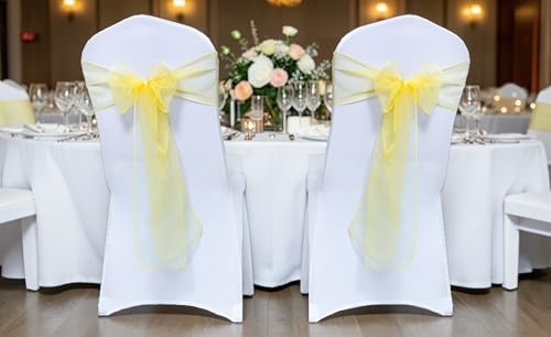MDS Pack of 250 Organza Chair Sashes for Wedding & Event Décor – Yellow - Image 2