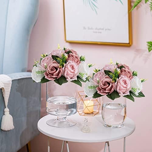 Sziqiqi Pink Silk Flower Ball for Wedding Centerpiece - Fake Dusty Rose Flowers Artificial Floral Arrangement Center Piece Kissing Bouquet for Party Flores Artificiales para Decoracion - Image 2