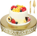 Wenqik 12 Inch Gold Cake Stand Metal Round with Cutter Spatula, Classic by Wenqik