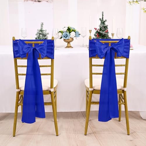 fani Royal Blue Satin Chair Straps Bows,60 PCS 7x108 Inch,Chair Sash - Image 5