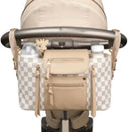 miss fong Checkered Stroller Caddy with Insulated Cup Holder Universal Stroller Organizer Bag Baby Storage Bag with Adjustable Strap, Fits for Baby Carriage like Uppababy, Baby Jogger, Umbrella by missfong