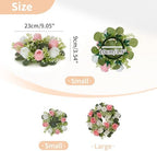 NUPTIO Flower Wreath for Table Centerpieces: 9.05 Inch Small Pink & White Candle Rings 10 Pcs for Wedding Party Christmas Decorations - Rose Wreaths for Spring Summer Front Door Porch Decor - Image 4