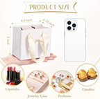 Kolldenn 50 Pcs Mini White Gift Bags Bulk with Beige Bow Ribbon Handles - Image 4