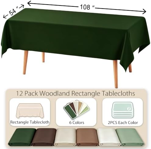12 Pack Woodland Round Plastic Tablecloth (Woodland-Rectangle) - Image 3