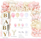 Hombae We can Bearly wait Baby Shower Decoration – 116 PCs Baby Girls Teddy Bear Party Supplies with Teddy Bear Printed Backdrop, Balloon Garland, Tablecloth, Balloon Boxes, Sash, Badges - Image 3