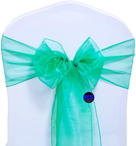 MDS Pack of 100 Organza Chair Sashes for Wedding & Event Décor – Green - Image 2