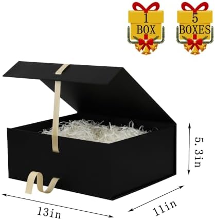 Large Gift Boxes with Lids 5 Pcs 13X11X5.3 In Black Magnetic Gift Box Large - Image 3