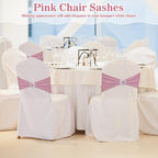 VitalCozy 100 Pcs Spandex Chair Sashes with Crown Buckle,Dusty Pink - Image 6