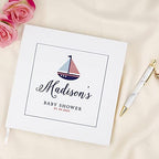 Andaz Press Personalized Baby Shower Guestbook with Gold Accents, Nautical Sailboat Custom Name, Date, White Guest Sign in Registry 120 Pages 8.5 X 8.5 Memories Book for DIY, Scrapbook, Photo Album - Image 2
