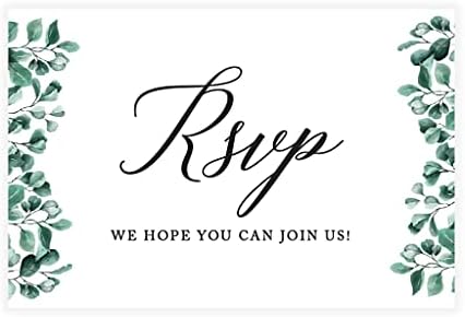 Andaz Press 56-Pack Personalized RSVP Postcards for Wedding Greenery Eucalyptus Leaves Cardstock Response Reply Cards for Bridal Shower Baby Shower Birthday Event Custom Date Return Address 4 x 6-Inch by AndazPress