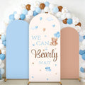 3Pcs We Can Bearly Wait Arch Backdrop Cover 4ft 5ft 6ft Blue Bear Baby Shower Decorations Bear Theme Round Top Stretchy Arch Stand Covers Photo Background for Birthday Gender Reveal Party Decor by chiazllta