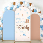 3Pcs We Can Bearly Wait Arch Backdrop Cover 4ft 5ft 6ft Blue Bear Baby Shower Decorations Bear Theme Round Top Stretchy Arch Stand Covers Photo Background for Birthday Gender Reveal Party Decor by chiazllta