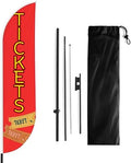 Tickets Sign Feather Flag Pole Kit for Outdoor by Mavis Printing | 15 FEET Long Polyester Outdoor Banner Flag for Easy Hang | HD Print Swooper Flag Pole Mount to Celebrate Tickets | Made in USA by MAVISPRINT