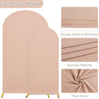 7.2FT, 6FT Wedding Arch Stand and Matching Cameo Brown Spandex Fitted Arch Backdrop Cover Set, Round Top Chiara Backdrop Stands and Covers for Birthday Party Baby Shower Arch Decor (Cameo Brown) - Image 4