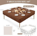 Wish Care 2 Pack Brown Spandex Tablecloths for 60x60 Inch Square Tables, Stretch Fitted Table Clothes with Pleated Ruffle Skirt for 60” Table, Wrinkle Free and Elastic, for Party Kitchen Home Dining - Image 4