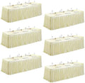 6 Packs Champagne Satin Tablecloths Rectangle 6FT,Glitter Spandex Fitted Stretch Table Covers Wrinkle-Resistant Floor Length Shimmer Pleated Table Skirt for Wedding Parties Baby Shower Banquets by Partisky