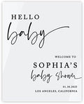 Andaz Press 16"x20" White Acrylic Personalized Baby Shower Welcome Sign, Gender Neutral Large Custom Sign for Easel Stand, Modern Hello Baby Shower Decorations by AndazPress