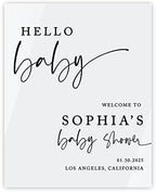 Andaz Press 16"x20" White Acrylic Personalized Baby Shower Welcome Sign, Gender Neutral Large Custom Sign for Easel Stand, Modern Hello Baby Shower Decorations by AndazPress