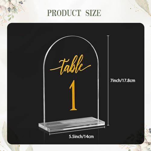 Arch Wedding Table Numbers 1-15 with Stands, 5.5 x 7 Inch Clear - Image 3