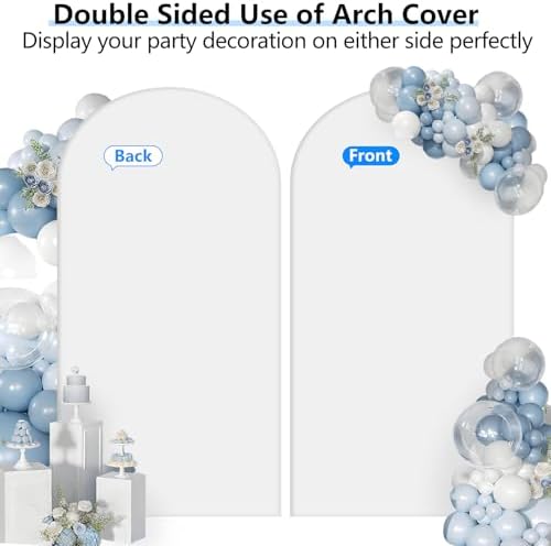 Hemmotop Stretchy Arch Backdrop Cover Set, White, 7.2ft, 6ft, Set of 2 - Image 5
