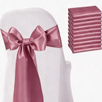 Satin Chair Sashes Bows 50 Pack Universal Polyester Chair Ribbons for Wedding Anniversary Retirement Party Birthday Engagement Banquet Graduation Outdoor Events Decor (Dusty Rose, 50 pcs) by JKDMJF