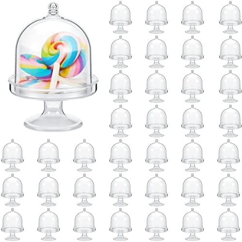 Tessco for you 48 Pcs Plastic Mini Cake Stand with Dome Lid Clear by Tessco