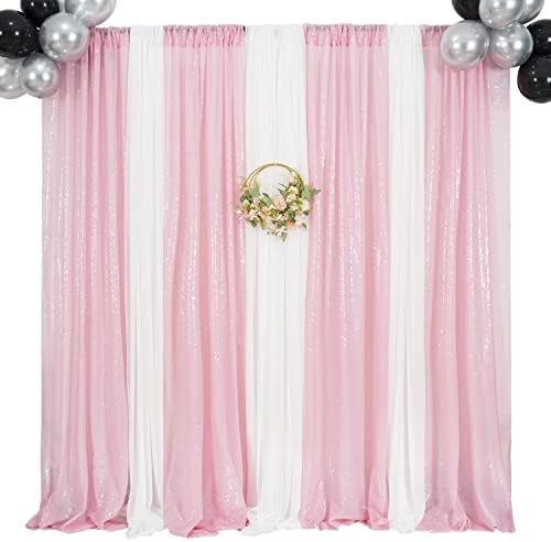 Poise3EHome Pink Sequin Backdrop Curtains,4 Panels 2FTx8FT Glitter Background for Party Birthday Party Baby Shower Wedding Christmas Thanksgiving Halloween Holiday Festival Decor - Image 6