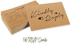 50 Blank RSVP Cards,RSVP Postcards No Envelopes Needed,Rustic Kraft Script Style Print Response Card,RSVP for Wedding,Baby Shower,Bridal Shower - Image 5