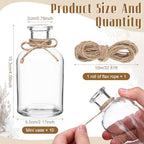 Nuanchu 10 Pcs Dried Pampas Grass Centerpiece with 10 Glass Vase, Rope - Image 2