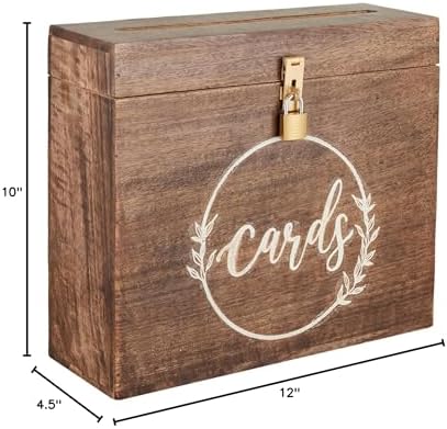 Wedding Card Box with Card Slit and Lock 12"X10"X4.5"- Gift Wishing Well Card Box for Weddings, Receptions, Birthdays, Graduations, Baby Showers, Honeymoon Funds WBKH (Walnut) - Image 5