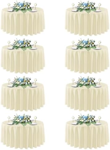 sancua Beige Round Tablecloth 90 Inch Fit 30-72 Inch Tables, 8 Pack by sancua