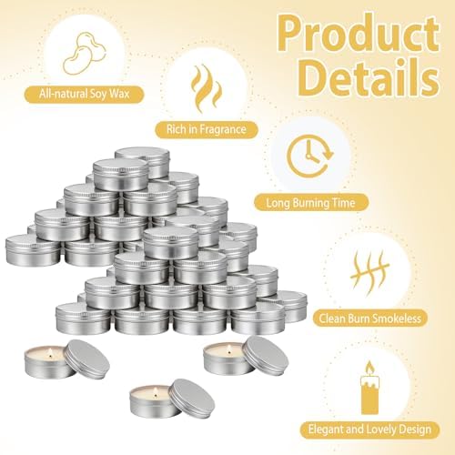 100 Pcs 1 Oz Mini Vanilla Scented Soy Candle Bulk, Tin Candles Gift - Image 2