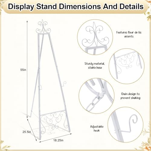 1 Pack White Wedding Easel Stand 57'' Display Stand, Classic - Image 2