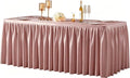 Dusty Rose Tablecloth Rectangle Tables 4FT, Polyester Wrinkle Free Stretch Table Cloth 6ft Fitted Table Cover with Pleated Ruffle Skirt for Weddings Birthday Banquet Baby Shower by PartyTalk