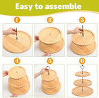 Teenyyou 5 Pcs Wood Dessert Table Display Set Cupcake Stand, Light Color - Image 4