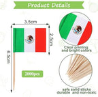 Meanplan 2000 Pcs Mexico Toothpick Flags, Mexican Flag Toothpicks, Cupcake Mexico Toppers, Mini Stick Decorations Food Picks for National Day Party Birthday Cocktail Ice Cream Cake - Image 2