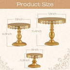 3 PCS Gold Cake Stands (8"&10"&12" Plate), Cupcake Stand With a lace hollow border Metal Cake Stand Set for Birthday Party, Wedding, Anniversary, Baby Shower - Image 5