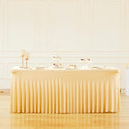 Besutolife Champagne Spandex Tablecloth 8ft Rectangle Table Skirt Stretch Table Cover for Banquets Parties Wedding Dining Table - Image 7
