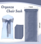 MDS Pack of 100 Organza Chair Sashes for Wedding & Event Décor – Dusty Blue - Image 3
