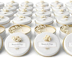 Personalized Scented Soy Wax Candle Favors with Dried Flowers, White Tin Guest Gifts for Weddings, Bridal & Baby Showers, Bulk Sets (10–200 Count) by Unknown