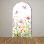 Pink Butterfly Stretchy Arched Backdrop Covers Spring Flowers for Girls Birthday Baby Shower Party Decoration Props(No Stand!) - Image 2