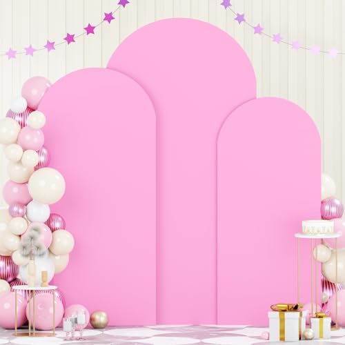 FOTSHARER Arch Backdrop Cover Set of 3 Pink Wedding Arch Cover 4FT 5FT 6FT 2 Sided Spandex Arch Stand Covers Chiara Arched Covers Balloon Arch Covers Stretchy Backdrop for Wedding Banquet Decorations by FOTSHARER