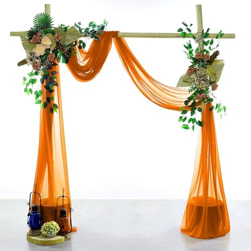 Pack of 2 Wedding Arch Drape Panel Fabric 30" x 50ft - Orange - Image 2
