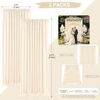 Beige Backdrop Curtains 10ftx8ft Wedding Polyester Photo Drapes - Image 3