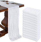 12 Pack 10Ft White Cheesecloth Table Runner 23 x 120 Inch by CKIKU