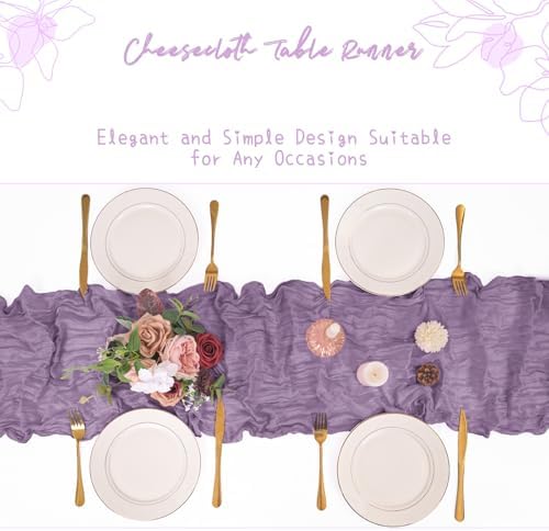 Showgeous 16 Pack Purple Cheesecloth Table Runner 17 x 108 Inch - Image 5