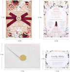 25 PCS Rose Gold Glitter Laser Cut Wedding Invitations - Image 7