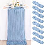 Dusty Blue Fall Cheesecloth Table Runner Boho Dinning Decor 10ft, 8 Pack by MLMC
